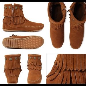 Minnetonka fringe ankle boots. BNWOT.